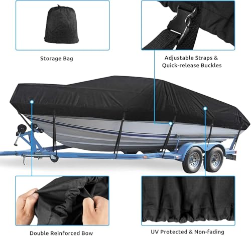 Mancro Waterproof Boat Cover 20-22ft Heavy Duty Trailerable Cover Up to 102" Beam
