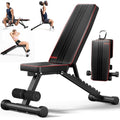 YOLEO Red Adjustable Weight Bench for Full Body Workout, Foldable Incline/Decline/Flat Training