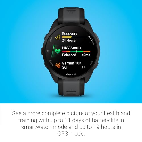 Garmin Forerunner 165 Running Smartwatch Black, 43mm GPS Fitness Tracker