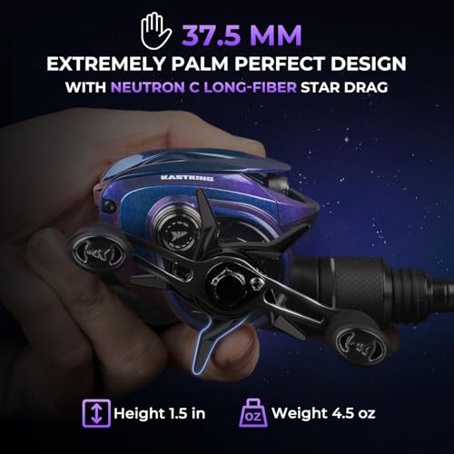Finesse Baitcasting Fishing Reel - Left Hand Indigo Version, Lightweight & Smooth