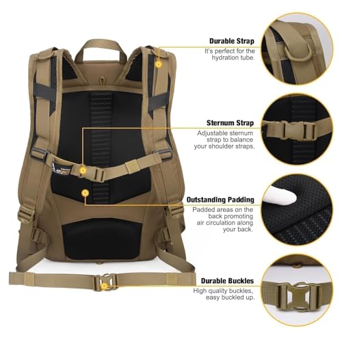 Small Military Tactical Backpack Khaki Cordura 25L with Hydration System & Molle