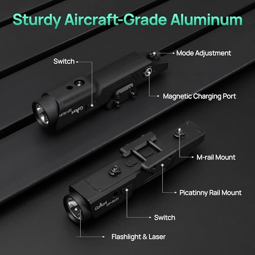 GOPLANT Black 2500 Lumen Aluminum Alloy Rifle Laser Light Combo for AR15 with MLOK & Picatinny Mount
