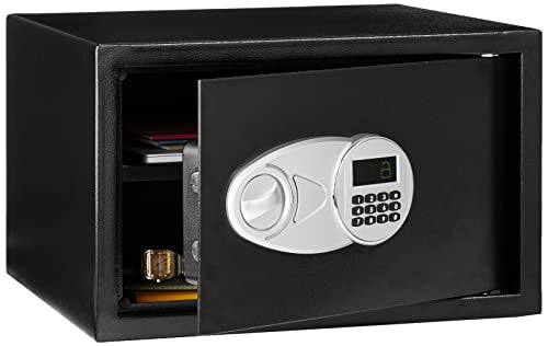 Steel Security Safe with Digital Lock 1.2 Cu Ft Removable Shelf Black