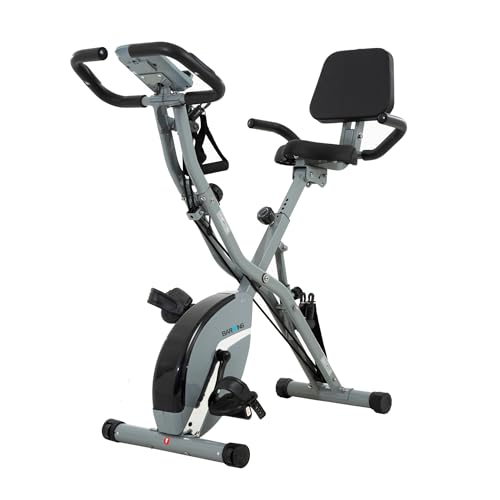 Grey Foldable Indoor Exercise Bike with 16 Resistance Levels & 350LB Capacity