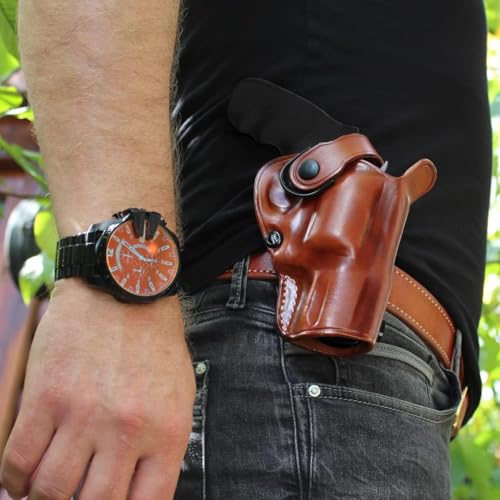 MASC Leather Paddle Holster for Colt Python .357 Magnum 3-inch, Right-Hand, Brown