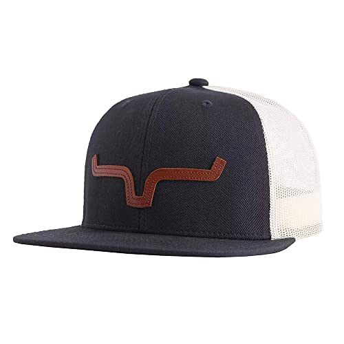 Kimes Ranch ATG Cap Leather Die-Cut Horns Embroidered Patch Adjustable Snapback Brown - One Size / Work Wear