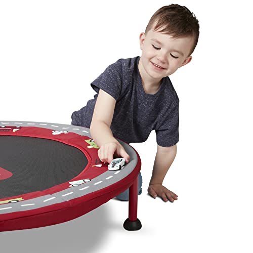 Radio Flyer Kids' 2-in-1 Trampoline with Racetrack Play Mat - Durable Bouncing & Play