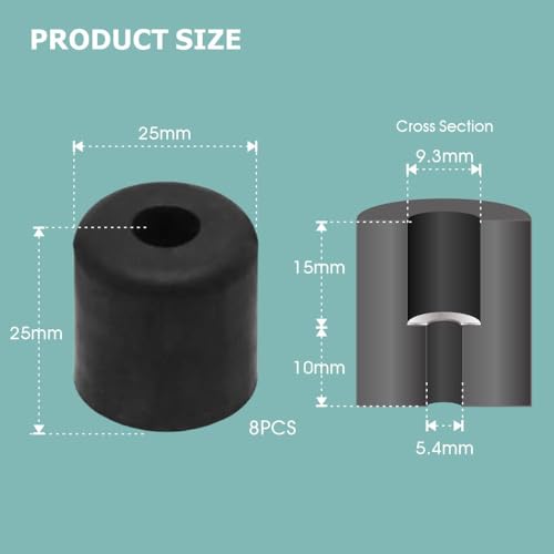 Boat Windshield Bumpers 1-Inch Rubber Grommets for Marine Yachts and Fishing Vessels, 8 Pack