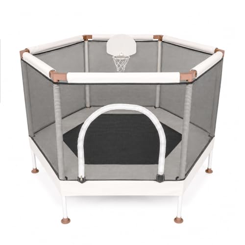 Square House 60-inch Kids Indoor & Outdoor Trampoline with Safety Net & Basketball Hoop