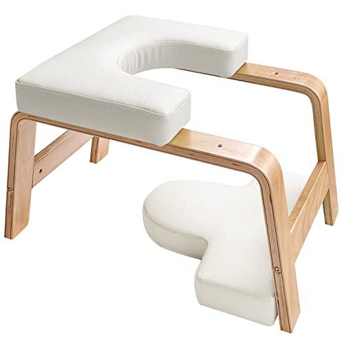 Yoga Headstand Bench for Beginners - Wooden Inversion Chair with Cushions
