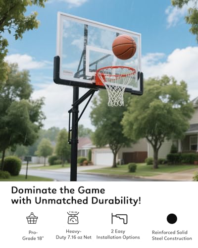 Heavy Duty 18-Inch Steel Basketball Rim with Heavy-Duty Net Wall Mount Replacement Hoop