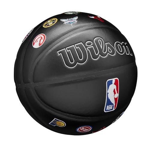 NBA Team Series Basketball - Synthetic Leather, Size 7, Indoor & Outdoor - Black with Logos Variation of Black / Size 7 - 29.5" / Collector Ball
