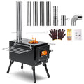 Portable Wood Stove for Camping with Temperature Control & Accessories