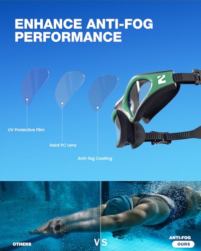 Swimming Goggles Adult Mirrored Pool & Lap Goggles A4 - Green Frame Clear Lens