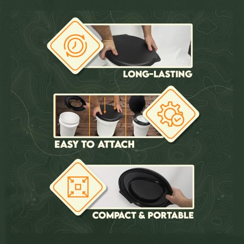 Portable Toilet Seat Lid for 5-Gallon Bucket - Black, Medium