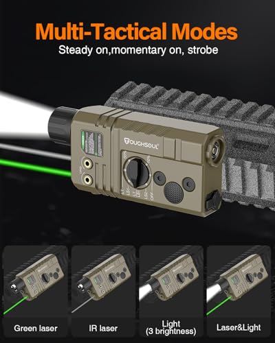TOUGHSOUL Tan IR & Green Laser Picatinny & M-Lok Tactical Light Combo