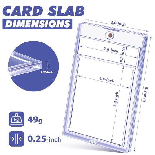 Homthy 100 Pack Magnetic Card Slabs for Trading Cards - Clear Acrylic Protectors with Label Slot, Standard Size Sports & Game Card Holders
