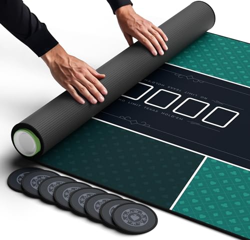 Lucky Green 70x30 Poker Table Topper for 6ft & 8ft Folding Tables - Texas Hold'em Mat with Zipper Bag