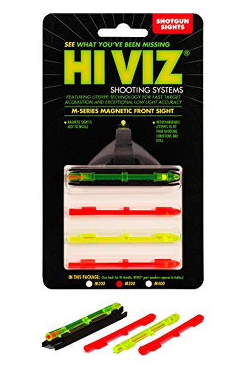 HIVIZ M-Series Magnetic Shotgun Sight – Front Sight for Most Ribbed Shotguns – Includes Interchangeable LitePipes in Green, Red & Two-Tone – Magnetic Snap-On Base – Fits Multiple Rib Widths
