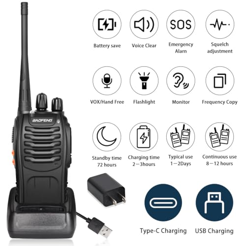 BAOFENG BF-888S Walkie Talkies 20 Pack Long Range Two-Way Radios with Flashlight, Type-C Battery, VOX, Frequency Copy, Family & Outdoor Use