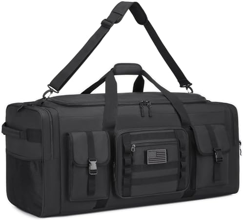 Extra Large Waterproof Duffle Bag for Travel - 80L Sports Gear Storage - Black