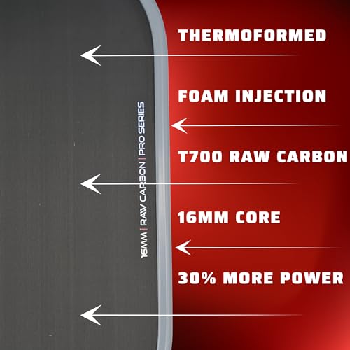 Professor PhD Pro Grey Edge Raw Carbon Fiber Pickleball Paddle - USA Approved