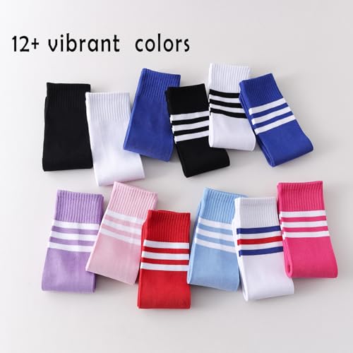 Kids Knee High Soccer Socks - Striped Team Tube Socks for Toddlers 3-10 Years