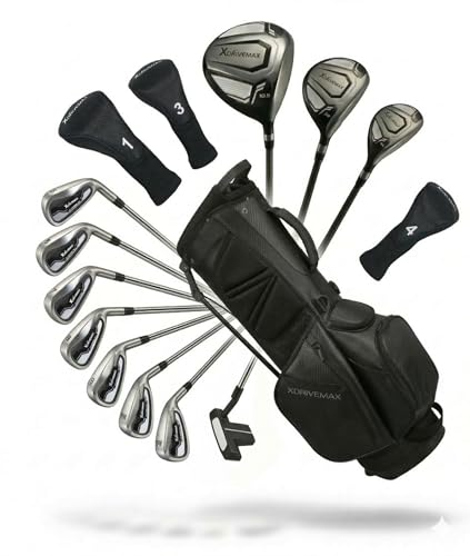 Men's Black Right-Hand Golf Clubs Set - 11-Piece Complete Golf Set with Driver, Irons, Putter & Bag