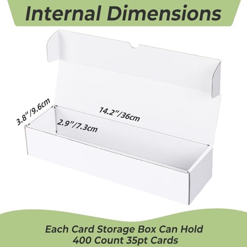 14.2x3.8x2.9 Inch 10 Pack All White Trading Card Storage Boxes - Holds 400 Cards