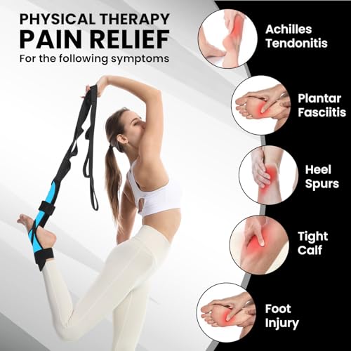 Foot and Calf Stretcher for Plantar Fasciitis Relief Black - Foot Rocker with Yoga Strap