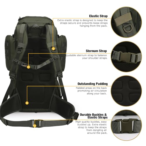 Mardingtop 50L Internal Frame Hiking Backpack - Ranger Green, Waterproof & Durable