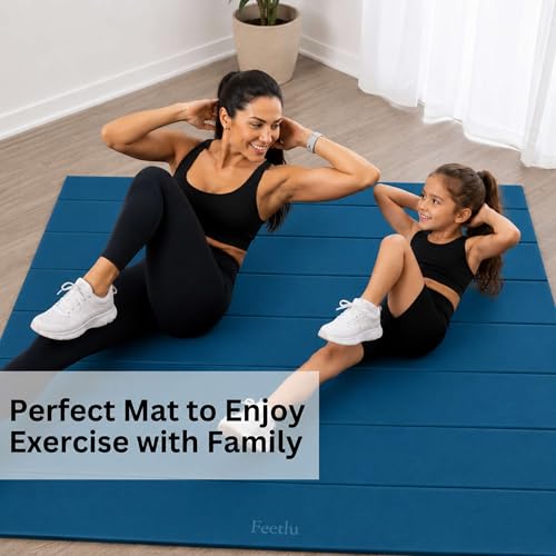 Foldable Yoga Mat XL 72 x 24 Inches - Ocean Depths + Poinciana Variation