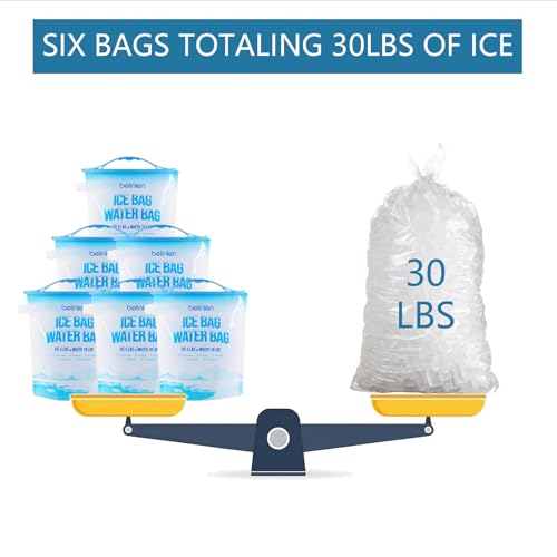 5lb Reusable Ice Bags for Cooler - 6 Pack, Leakproof Ice Cube Bags