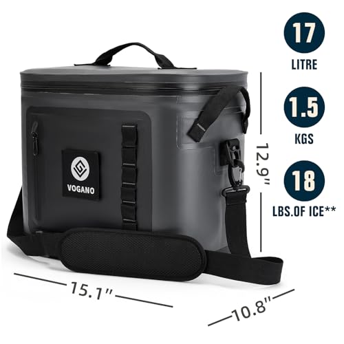 Vogano Leak-Proof Soft Cooler Bag 12H Cold Retention - Black, 28 Can