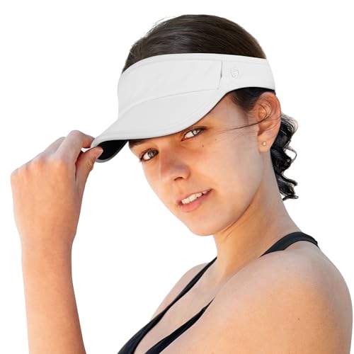 GADIEMKENSD Foldable Sun Visor Hat UPF 50+ Adjustable Wide Brim - White, 6 3/4-7 3/8