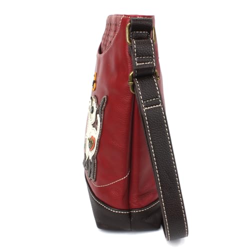 CHALA Sweet Messenger Mid Size Shoulder Purse with Adjustable Strap - Burgundy (Slim Cat Variant)