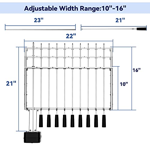 Skyflame Electric BBQ Skewers Set with 9 Stainless Steel Rotating Kebabs