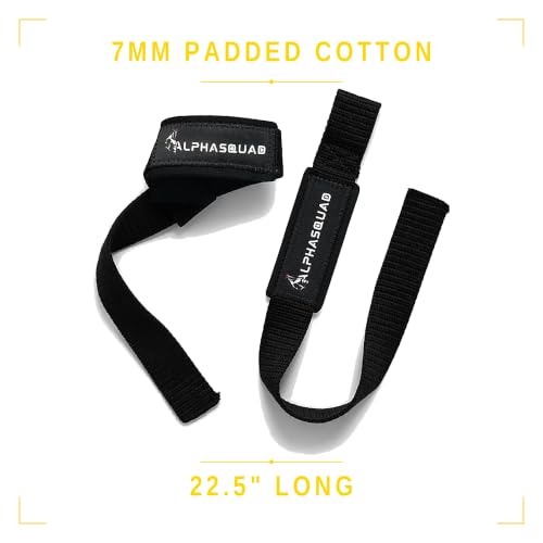 Black Heavy Duty Weightlifting Wrist Straps with Padded Cotton Wraps - 22.5 Inch