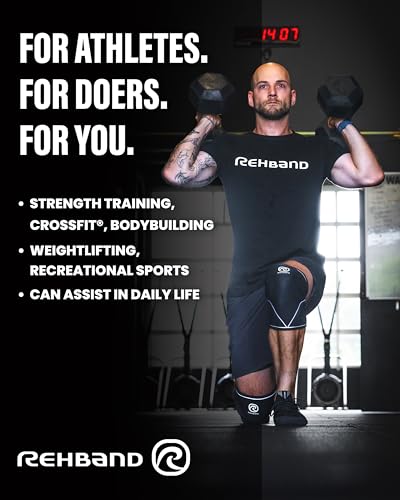 Rehband Classic 7mm V Knee Sleeve for Weightlifting, Powerlifting, Crossfit - Medium / Carbon Black