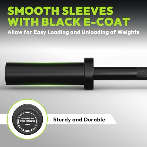HANDBODE 4 ft Olympic Barbell Black 500 lb Capacity - Compact Weightlifting Bar