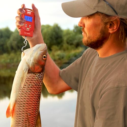Digital Fish Scale 110 lb with Tape - Red