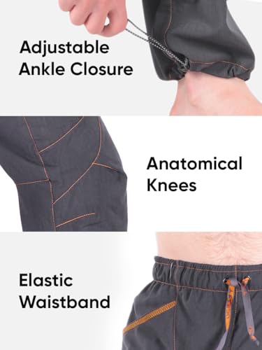 Unisex Lightweight Breathable Climbing & Bouldering Pants - Medium Long, Graphite