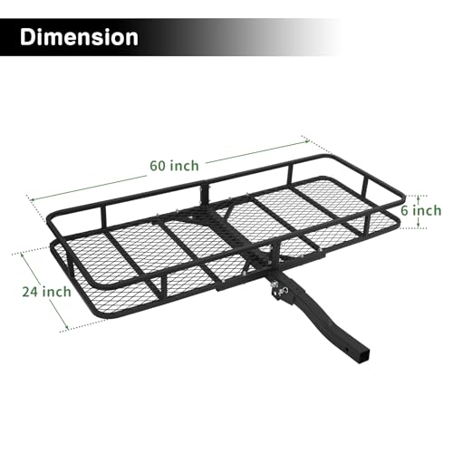 Leader Accessories 60x24x6 Inch Folding Hitch Cargo Carrier for 2-Inch Receiver