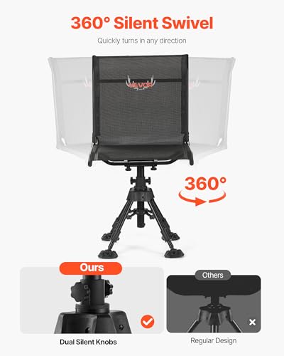 Portable Hunting Chair with 360° Silent Swivel & Adjustable Height