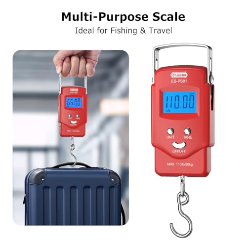 Digital Fish Scale 110 lb with Tape - Red