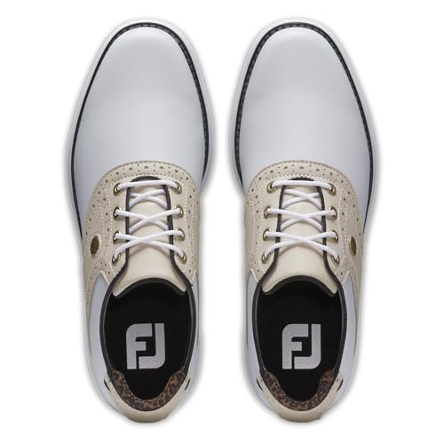 Golf Shoes Women Waterproof Performance Style with Clear Variation - 8.5 White Tan Black