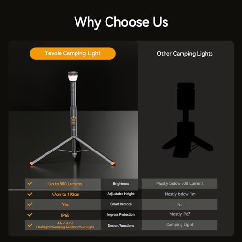 Gray Telescopic Camping Light with Remote & Magnetic Base – Waterproof 800 Lumens