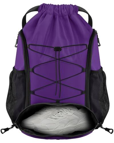 Purple Soccer Bag, Waterproof Football Backpack with Shoes & Ball Compartments