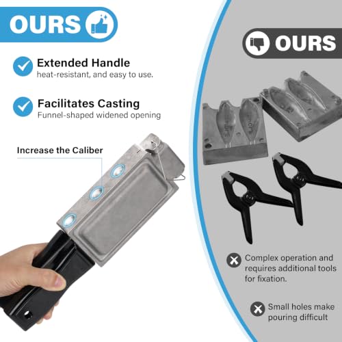 Fishing Sinkers Pyramid Mold Set 5 Pack - Heat-Resistant Handle, Brass Wire, Model Pyramid Sinker