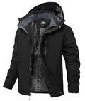 Buyboxs Men's Large Black Waterproof Winter Ski Snowboard Jacket - Insulated Rain Coat with Fleece Lining